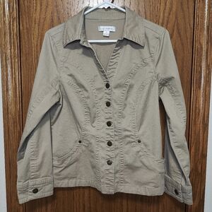 Women's Christopher & Banks Khaki Blazer Jacket, Size M